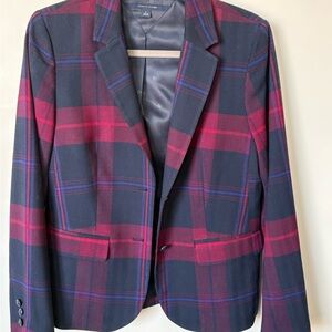Tommy Hilfiger Women's Blazer - Navy and Pink Plaid